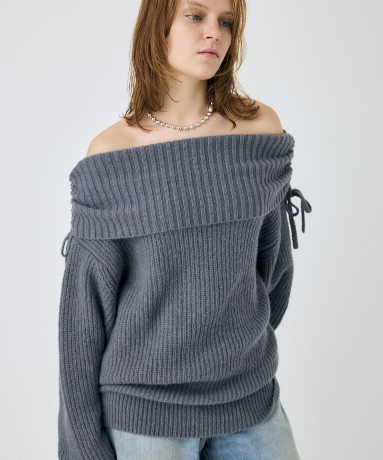 MOUSSY「OFF SHOULDER ルーズプルオーバー」|ニット・セーター|GRY