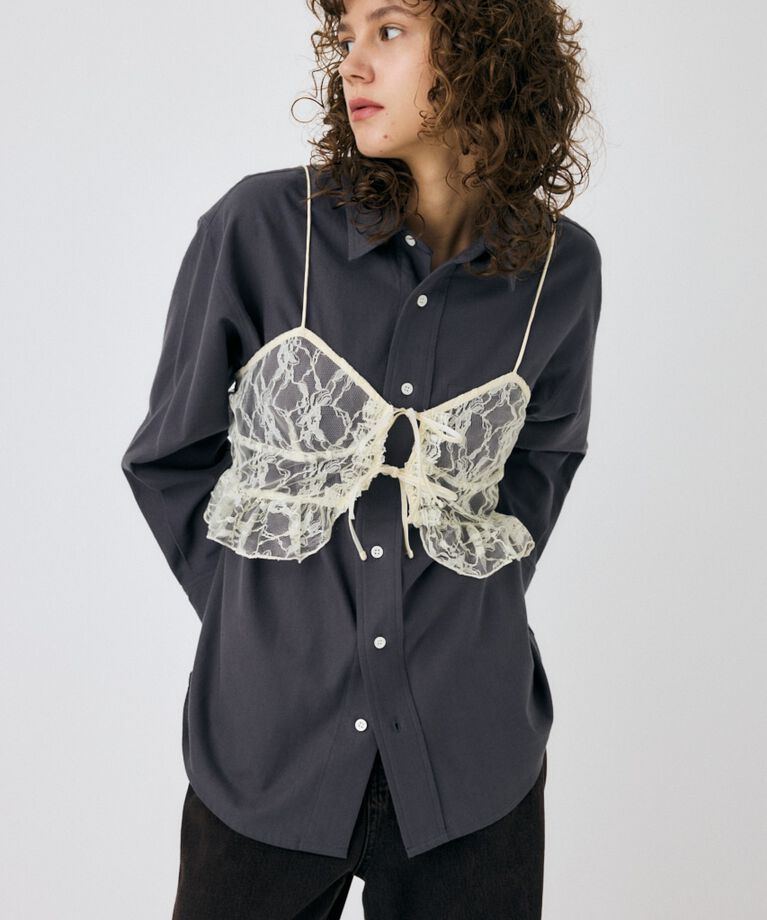 MOUSSY「LACY BUSTIER レイヤードシャツ」|シャツ・ブラウス|GRY