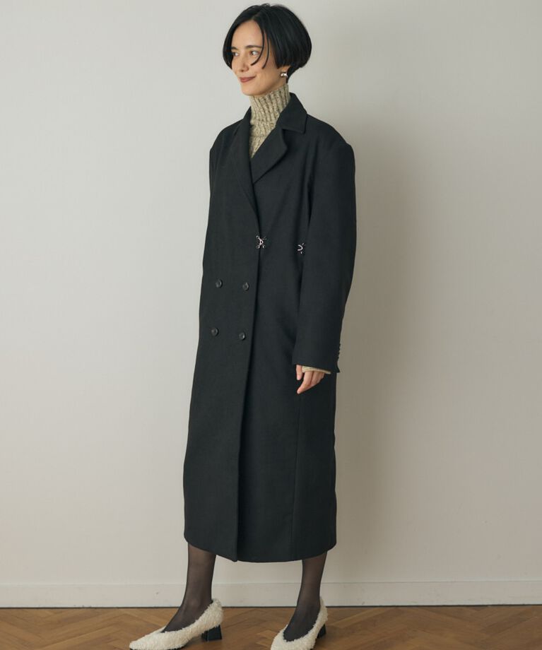 MOUSSY「テーラードロングコート リサイクルポリエステル×ウール混」|その他|