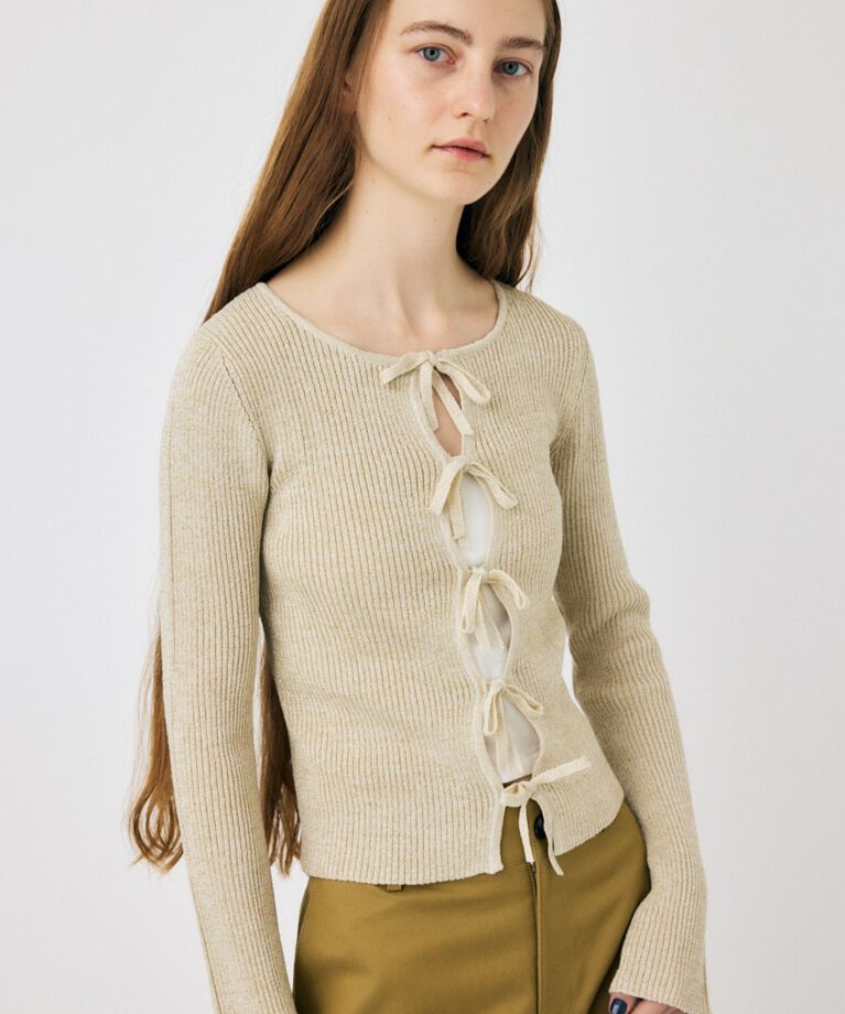 MOUSSY「FRONT RIBBON ニットトップス」|ニット・セーター|