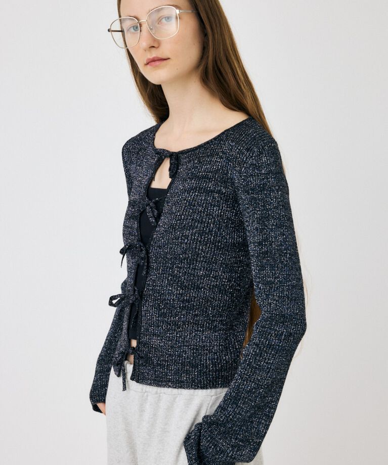 MOUSSY「FRONT RIBBON ニットトップス」|ニット・セーター|BLK
