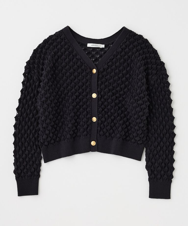 MOUSSY「PEAK STITCH ニットカーディガン」|カーディガン|BLK