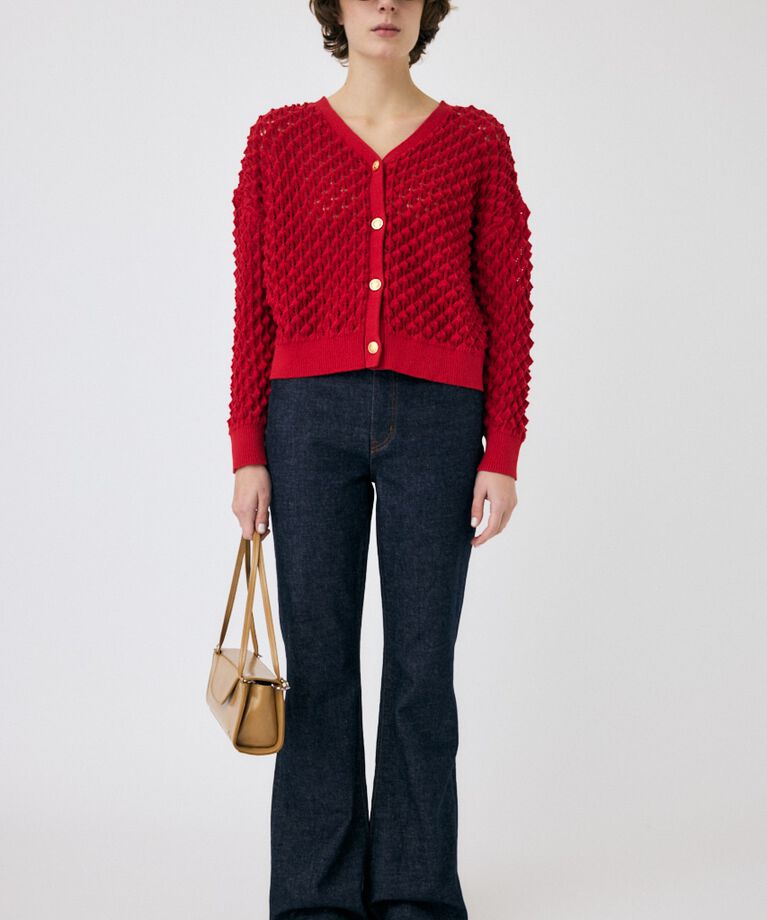 MOUSSY「PEAK STITCH ニットカーディガン」|カーディガン|