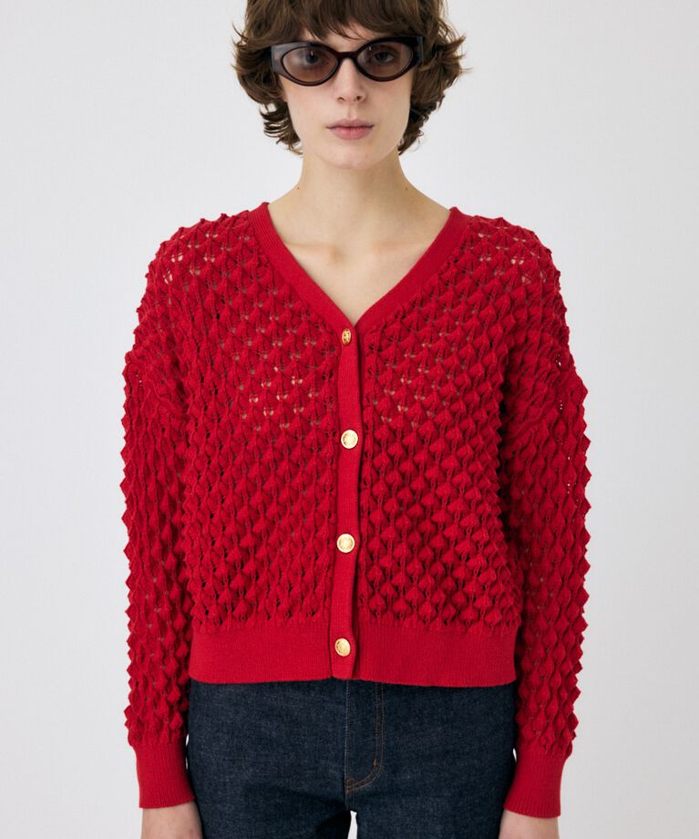 MOUSSY「PEAK STITCH ニットカーディガン」|カーディガン|