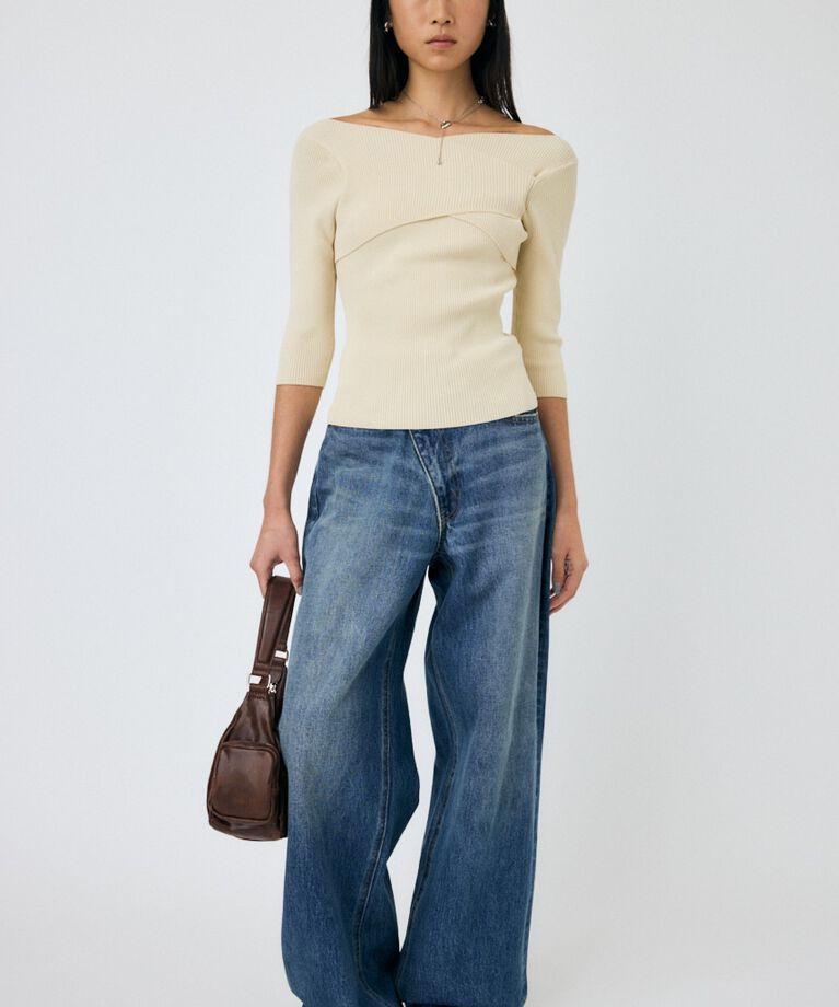 MOUSSY「CROSS OFF SHOULDER ニットトップス」|ニット・セーター|