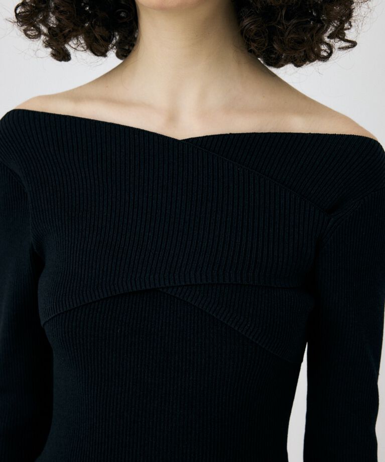 MOUSSY「CROSS OFF SHOULDER ニットトップス」|ニット・セーター|
