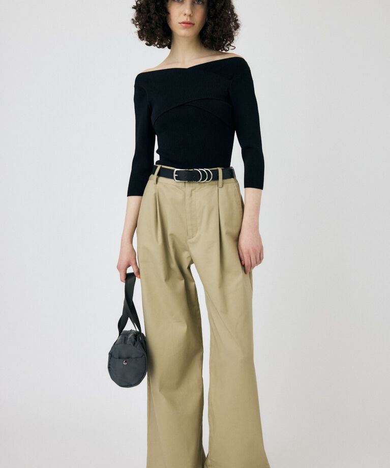 MOUSSY「CROSS OFF SHOULDER ニットトップス」|ニット・セーター|