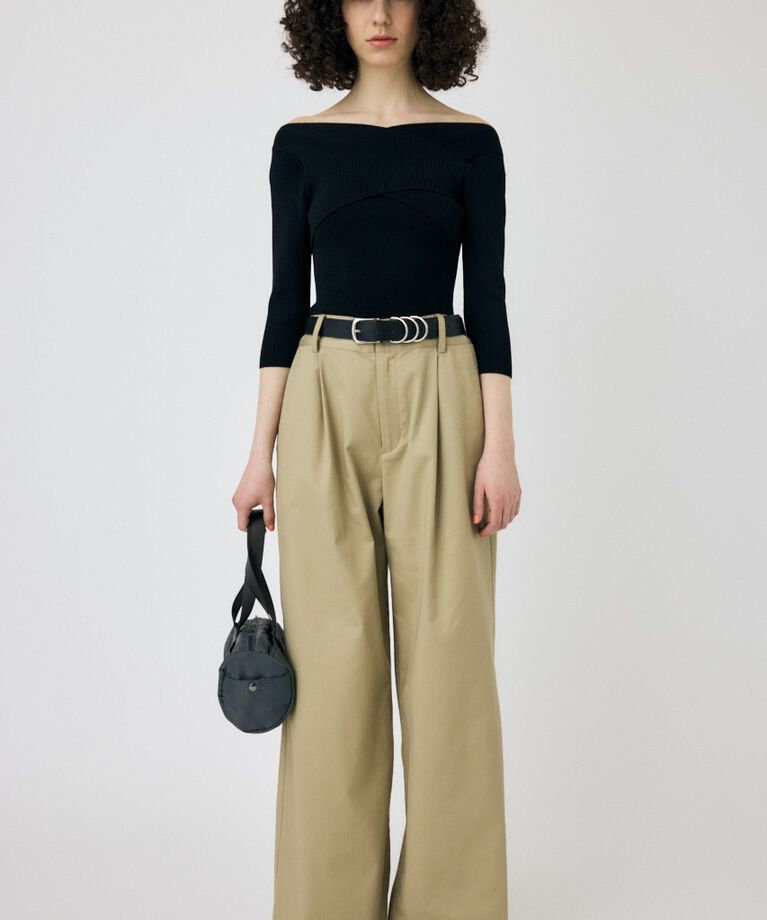 MOUSSY「CROSS OFF SHOULDER ニットトップス」|ニット・セーター|