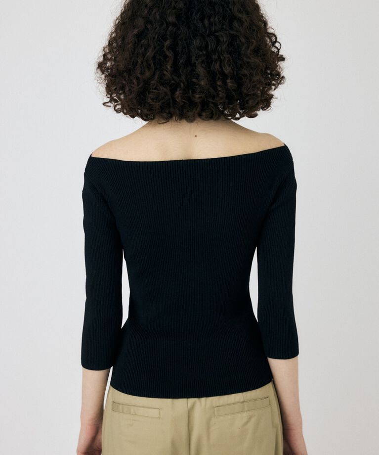 MOUSSY「CROSS OFF SHOULDER ニットトップス」|ニット・セーター|