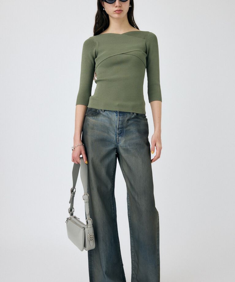 MOUSSY「CROSS OFF SHOULDER ニットトップス」|ニット・セーター|