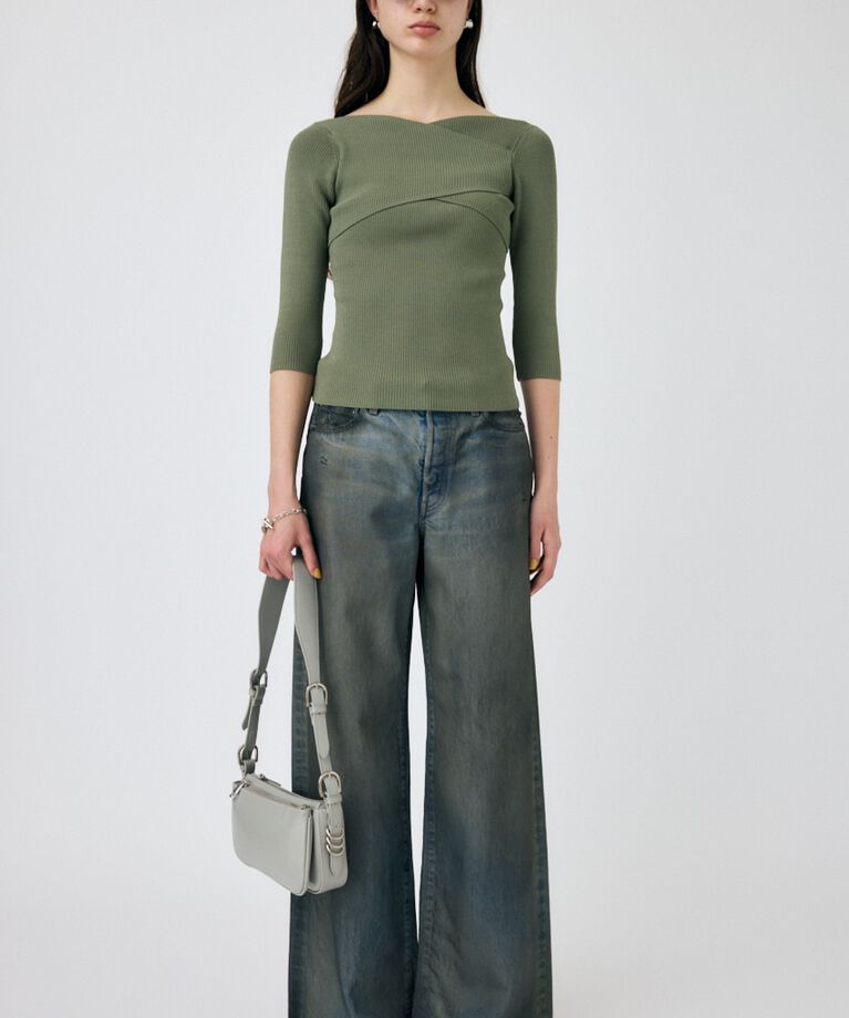 MOUSSY「CROSS OFF SHOULDER ニットトップス」|ニット・セーター|