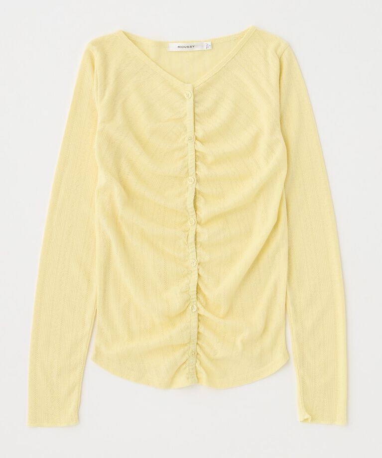 MOUSSY「POINTELLE GATHER カーディガン」|Tシャツ・カットソー|