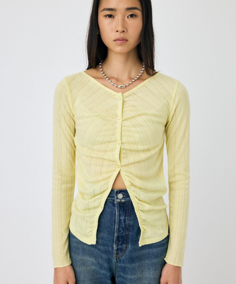 MOUSSY「POINTELLE GATHER カーディガン」|Tシャツ・カットソー|