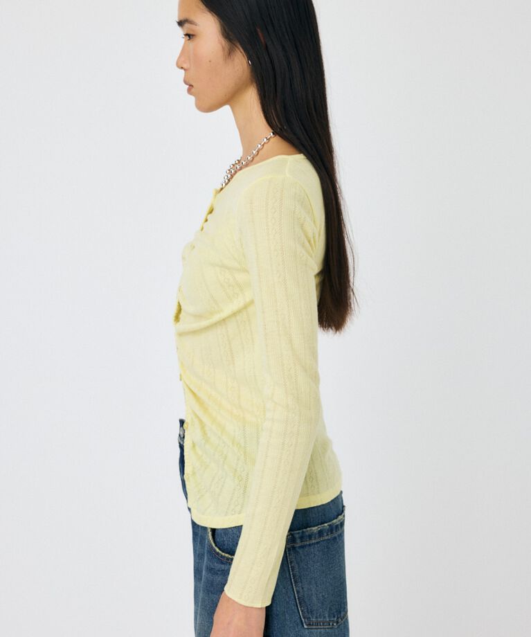 MOUSSY「POINTELLE GATHER カーディガン」|Tシャツ・カットソー|