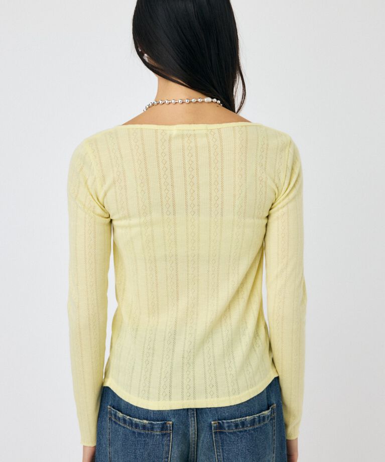 MOUSSY「POINTELLE GATHER カーディガン」|Tシャツ・カットソー|