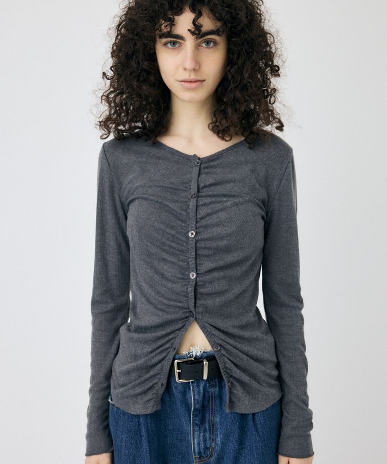 MOUSSY「POINTELLE GATHER カーディガン」|Tシャツ・カットソー|