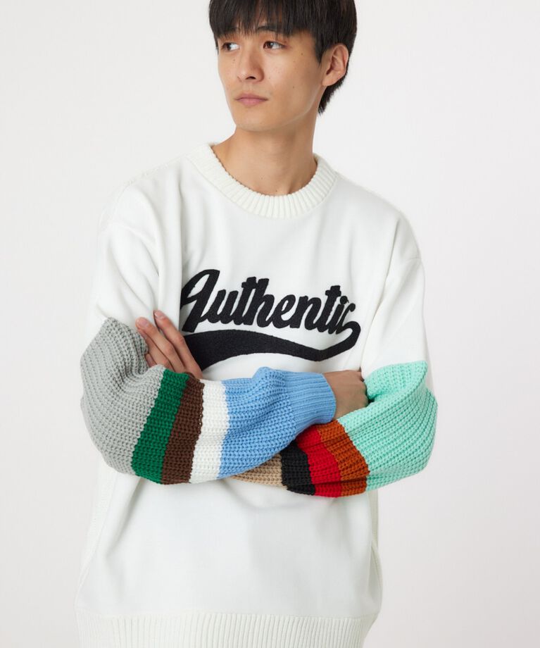 RODEO CROWNS「border sleeve ニット」|ニット・セーター|O/WHT1