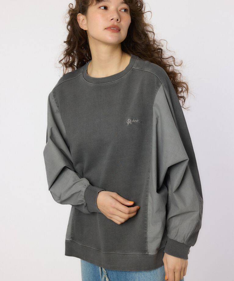 RODEO CROWNS「ピグメントバック切替トップス」|Tシャツ・カットソー|BLK