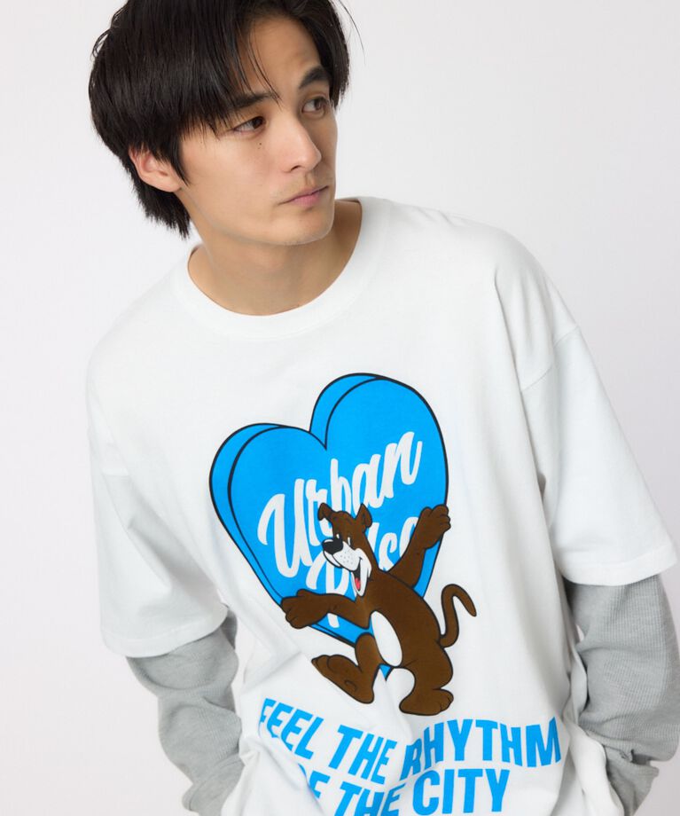 RODEO CROWNS「ハートパネルレイヤードロングスリーブTシャツ」|Tシャツ・カットソー|WHT