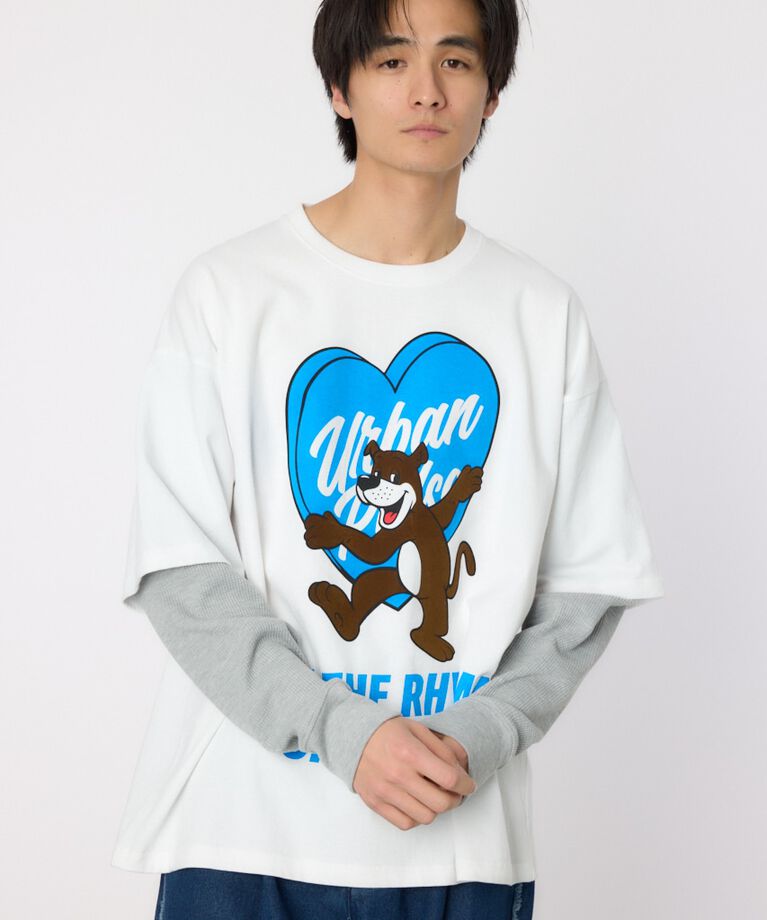 RODEO CROWNS「ハートパネルレイヤードロングスリーブTシャツ」|Tシャツ・カットソー|