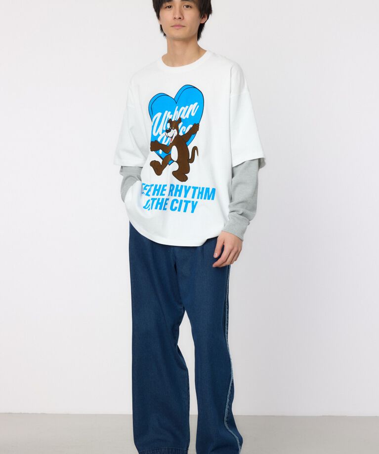 RODEO CROWNS「ハートパネルレイヤードロングスリーブTシャツ」|Tシャツ・カットソー|