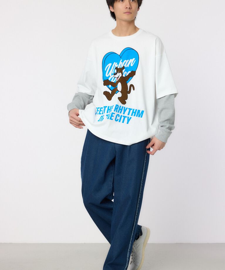 RODEO CROWNS「ハートパネルレイヤードロングスリーブTシャツ」|Tシャツ・カットソー|