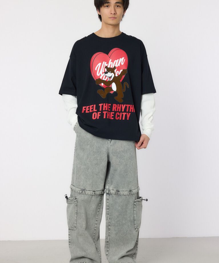 RODEO CROWNS「ハートパネルレイヤードロングスリーブTシャツ」|Tシャツ・カットソー|