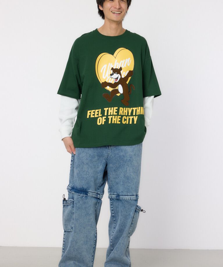 RODEO CROWNS「ハートパネルレイヤードロングスリーブTシャツ」|Tシャツ・カットソー|