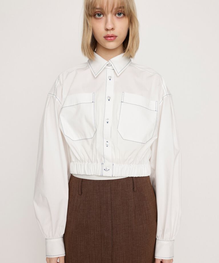 SLY「WAIST BAND CROPPED シャツ」|シャツ・ブラウス|WHT