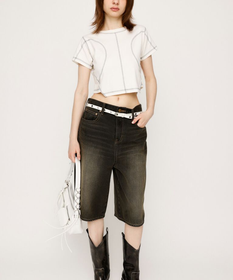 SLY「BI COLOR STITCH CROP Tシャツ」|Tシャツ・カットソー|