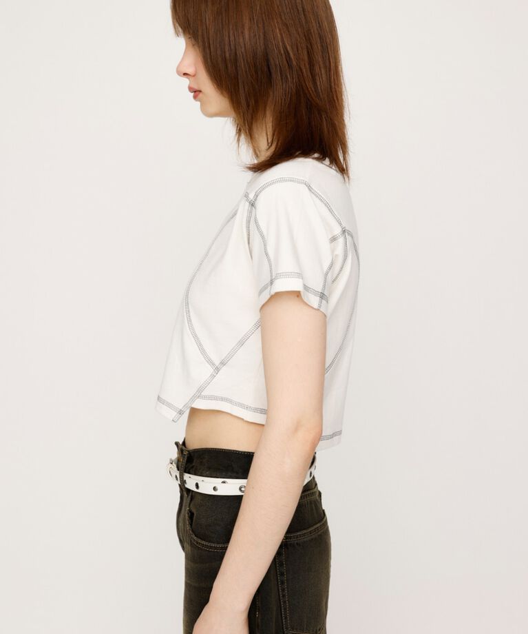 SLY「BI COLOR STITCH CROP Tシャツ」|Tシャツ・カットソー|