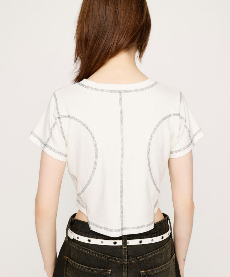 SLY「BI COLOR STITCH CROP Tシャツ」|Tシャツ・カットソー|