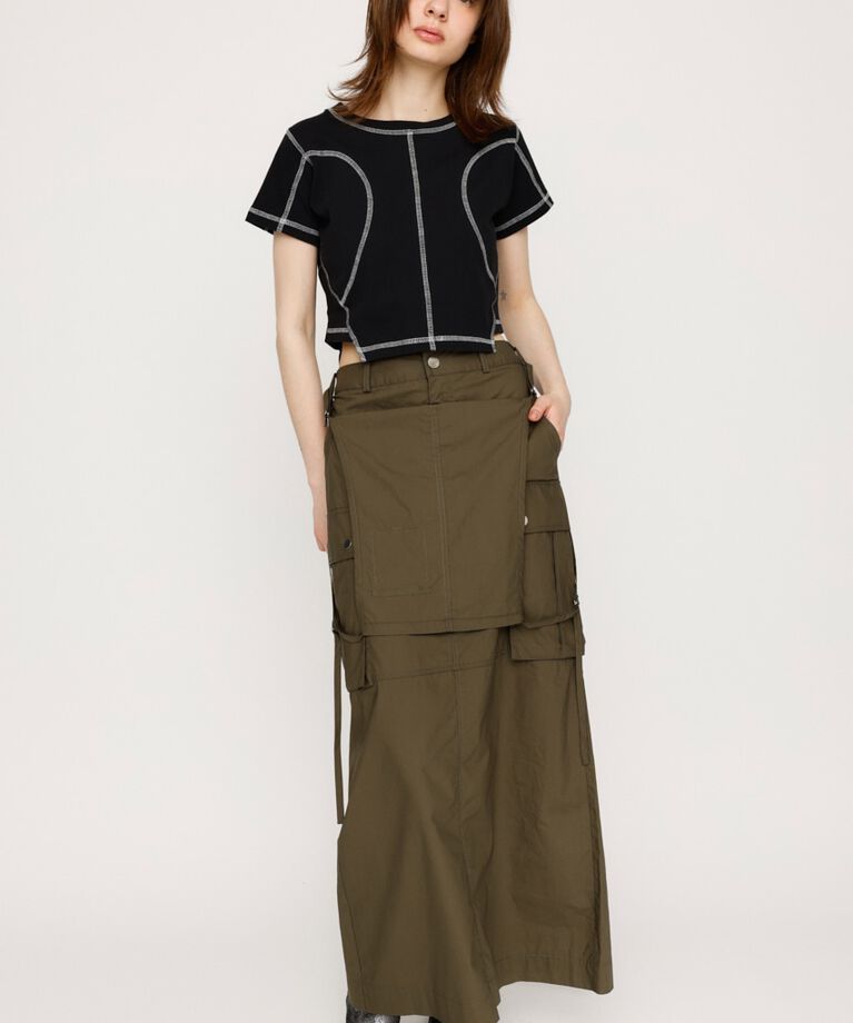 SLY「BI COLOR STITCH CROP Tシャツ」|Tシャツ・カットソー|