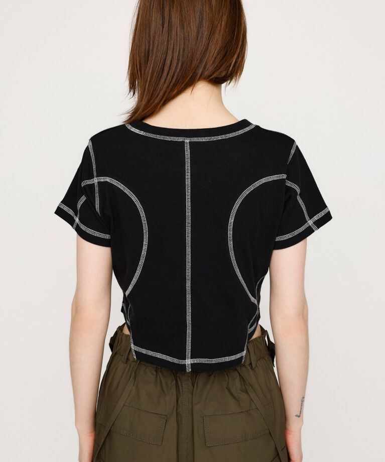 SLY「BI COLOR STITCH CROP Tシャツ」|Tシャツ・カットソー|