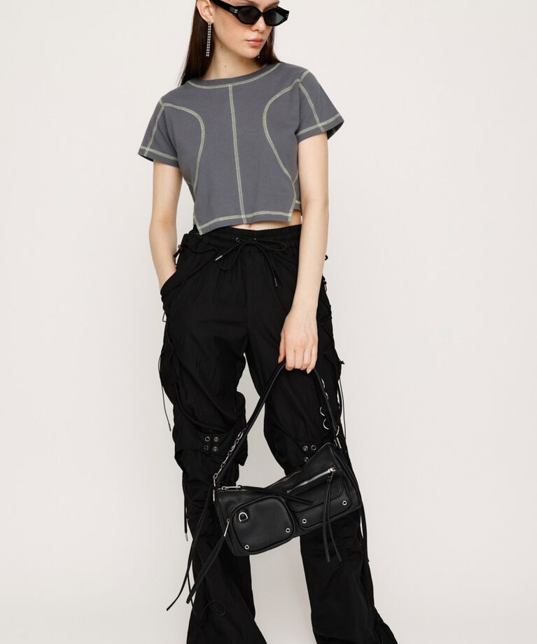 SLY「BI COLOR STITCH CROP Tシャツ」|Tシャツ・カットソー|