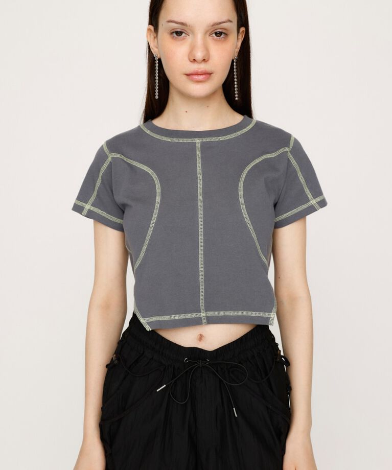 SLY「BI COLOR STITCH CROP Tシャツ」|Tシャツ・カットソー|