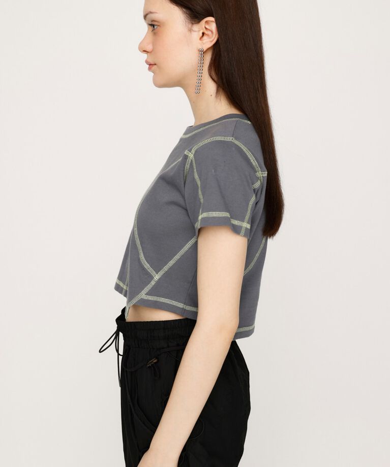 SLY「BI COLOR STITCH CROP Tシャツ」|Tシャツ・カットソー|