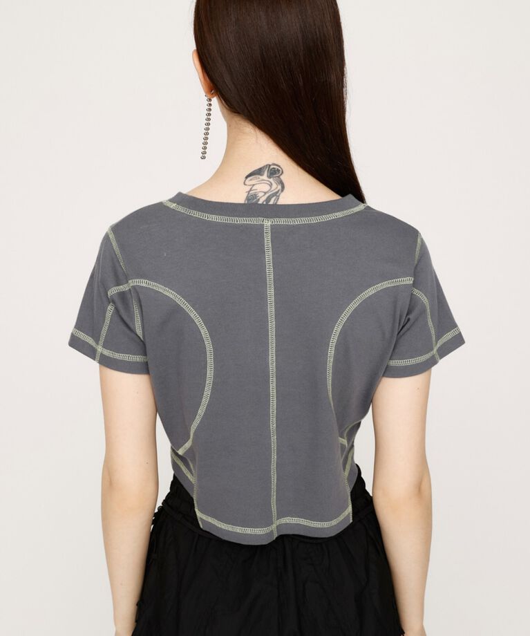SLY「BI COLOR STITCH CROP Tシャツ」|Tシャツ・カットソー|