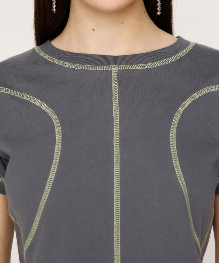 SLY「BI COLOR STITCH CROP Tシャツ」|Tシャツ・カットソー|