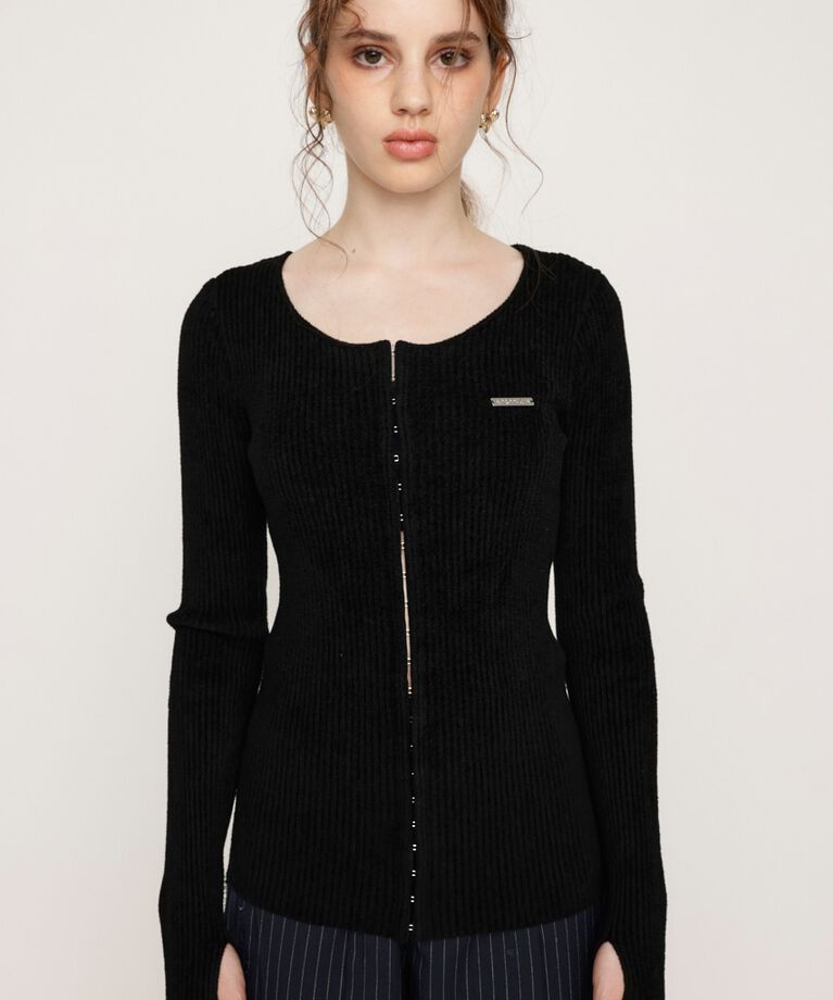 SLY「FRONT HOOK MOLE YARN トップス」|ニット・セーター|
