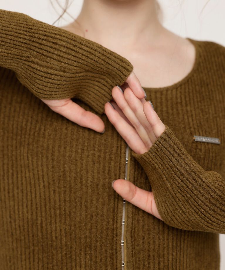 SLY「FRONT HOOK MOLE YARN トップス」|ニット・セーター|