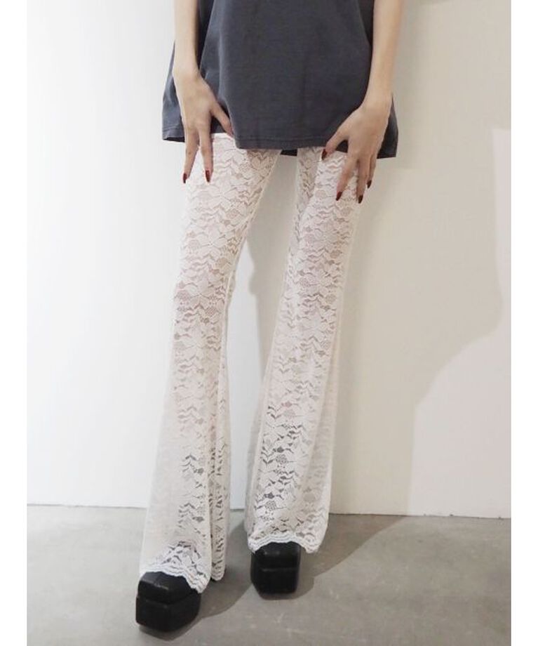EVRIS「レースフレアパンツ」|その他|ホワイト