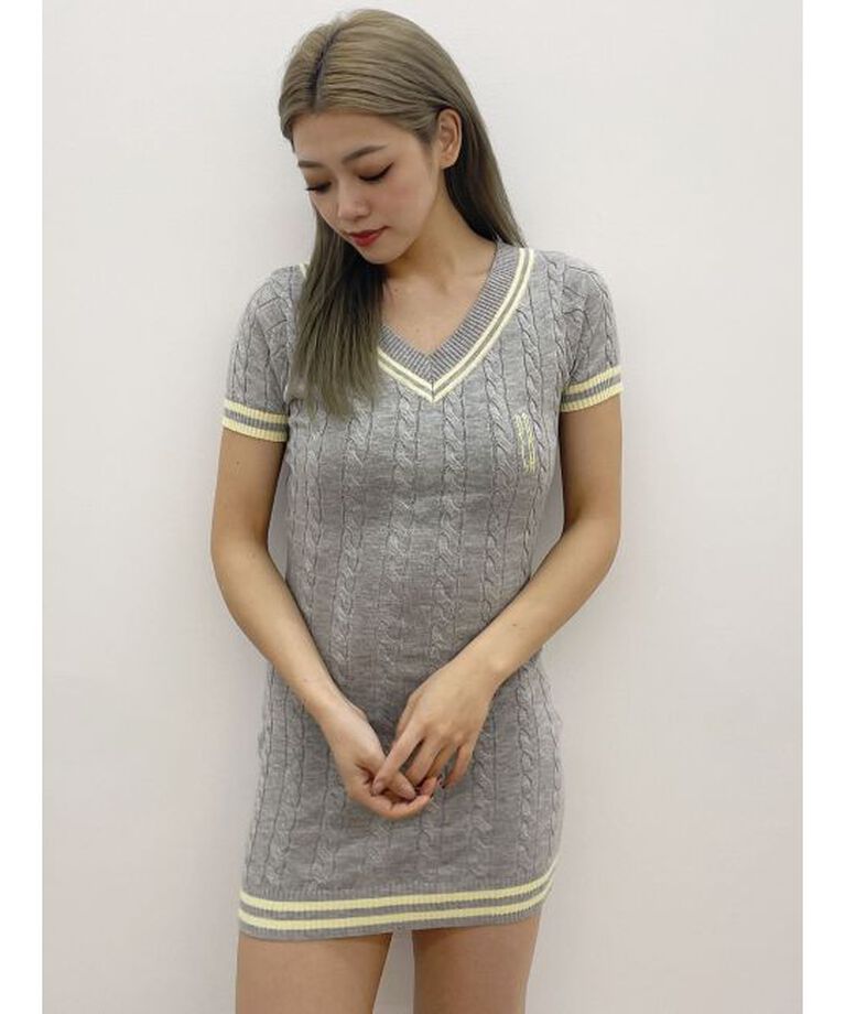 GYDA「POSHハーフスリーブケーブルニットワンピース」|ワンピース|