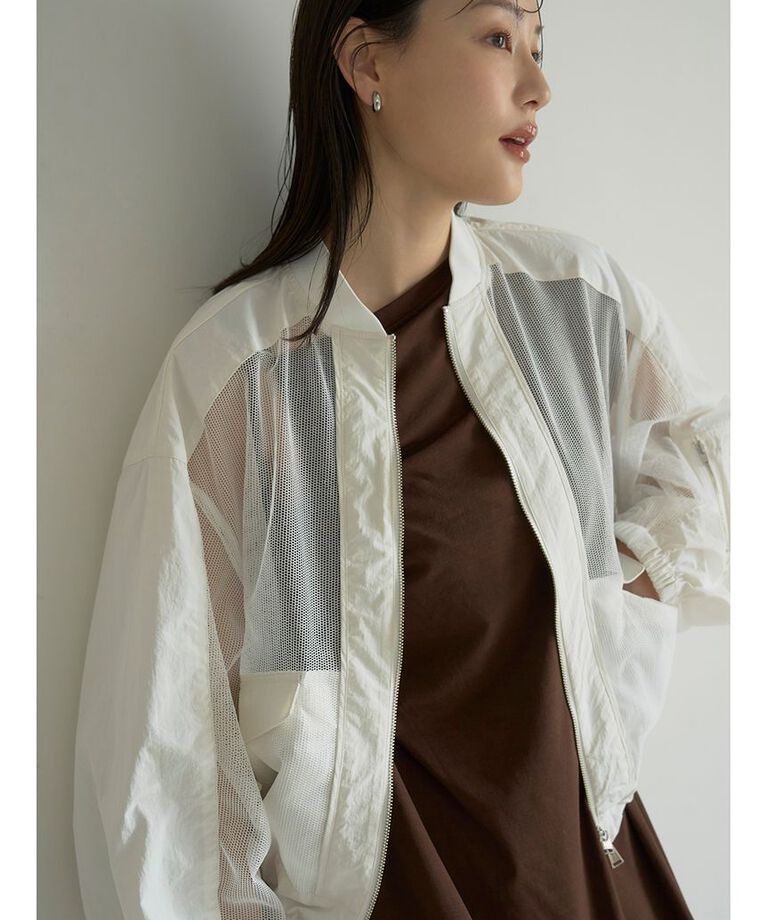 emmi atelier「メッシュブルゾン」|ブルゾン・スタジャン|WHT