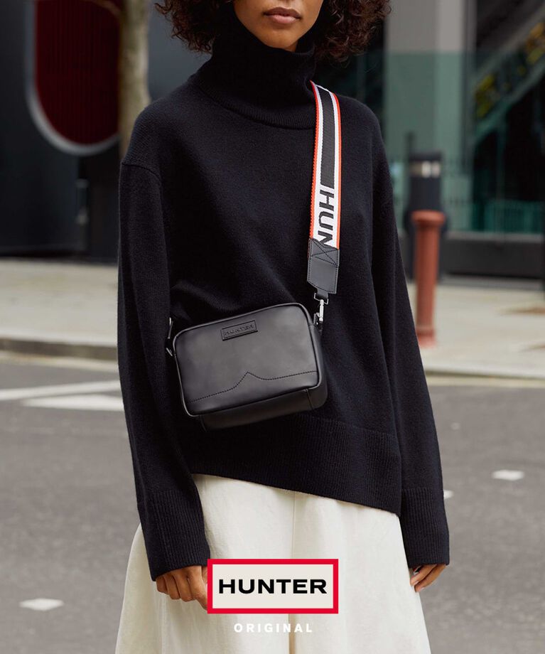 HUNTER「オリジナル ラバライズドレザー クロスボディ 」|ショルダー・メッセンジャー|BLK