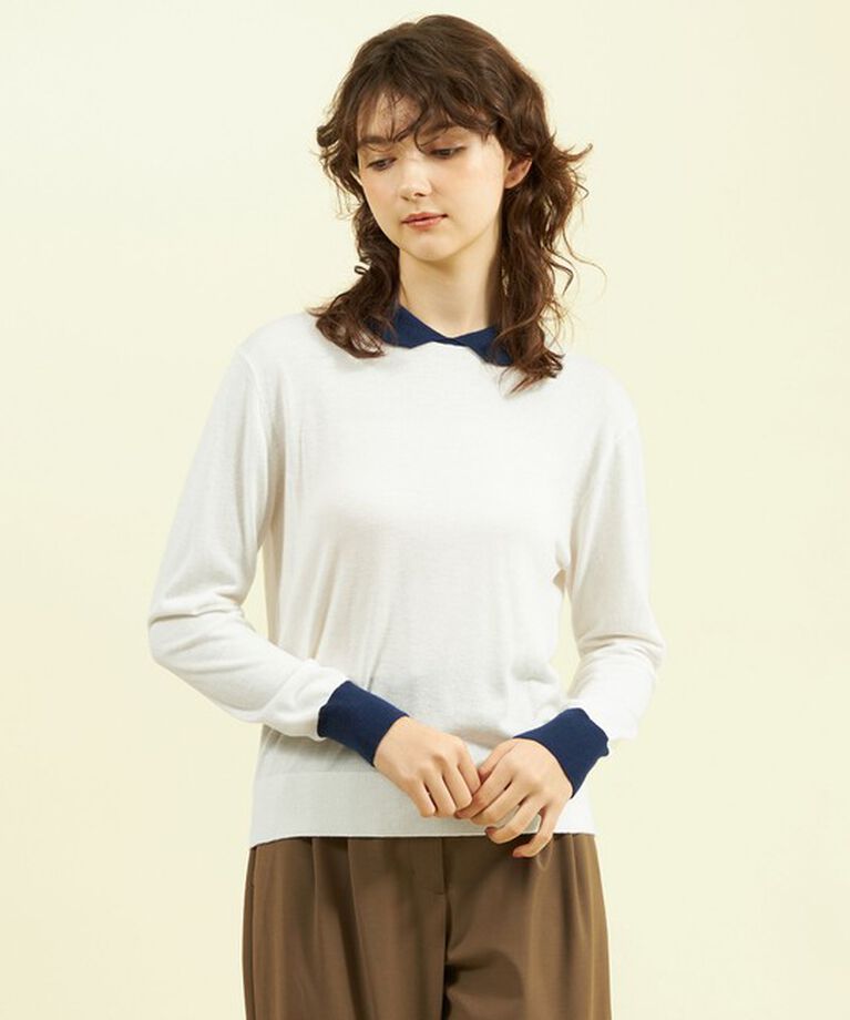 MACKINTOSH PHILOSOPHY「【WEB&一部店舗限定】ウールミックスバイカラーニット」|ニット・セーター|オフホワイト