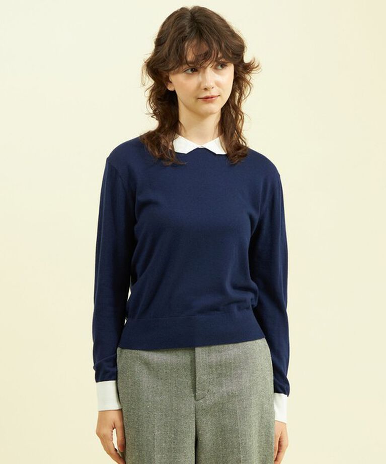 MACKINTOSH PHILOSOPHY「【WEB&一部店舗限定】ウールミックスバイカラーニット」|ニット・セーター|ネイビー