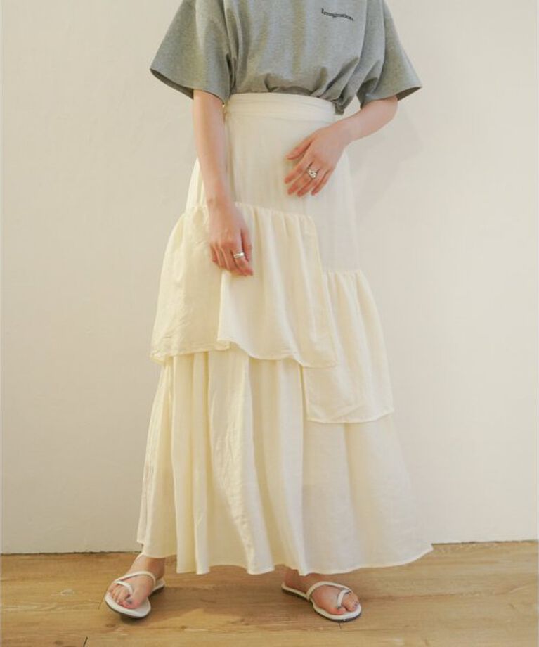 VENCE share style「楊柳ティアードアシメスカート」|スカート|