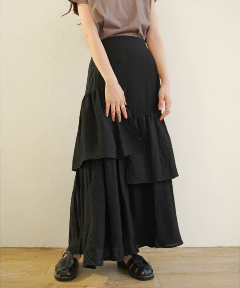 VENCE share style「楊柳ティアードアシメスカート」|スカート|