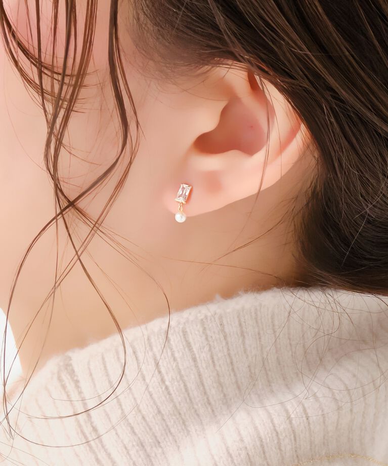 Phoebe「【K10】リフレクトビジューパールピアス／BOX＆ショッパーつき」|ピアス|